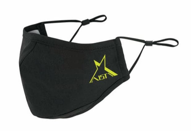Musta kankainen kasvomaski, jossa vasemman posken kohdalla Aistin tähtilogo. Korvapidikkeissä säätelymahdollisuus. Aistin logo on viistotähti, jonka sisällä alalaidassa lukee aisti niin että A ja viimeinen I kaartuvat tähden alasakarien suuntaisesti.